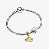 925 Silver Ginkgo Pendant & Knot Bracelet Set for Men and Women