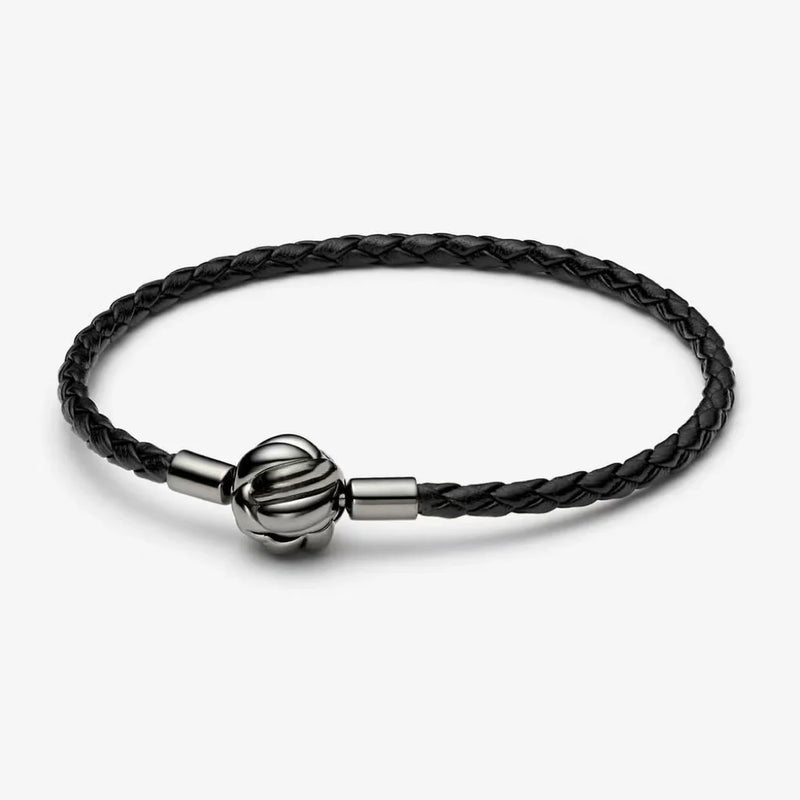 925 Silver Ginkgo Pendant & Knot Bracelet Set for Men and Women