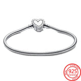 925 Silver Radiant Heart Snake Chain Bracelet