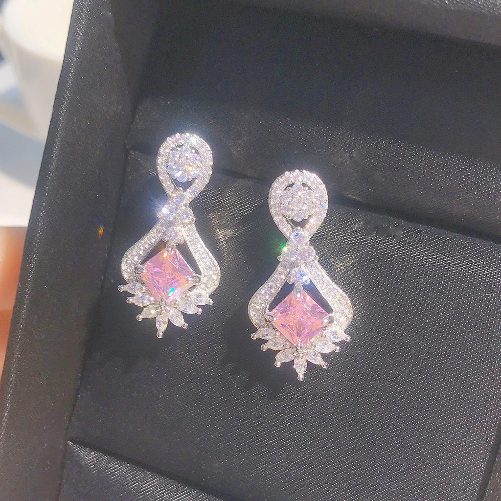 Ascher Yellow Diamond Earrings Silver Wedding Jewelry