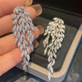 Leaf Drop Earrings with Zircon for Women Wedding Bride Party Jewelry Gift