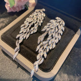 Leaf Drop Earrings with Zircon for Women Wedding Bride Party Jewelry Gift