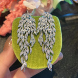 Leaf Drop Earrings with Zircon for Women Wedding Bride Party Jewelry Gift