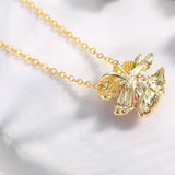 Enamel Peach Blossom Flower Pendant Necklace Crystal Choker