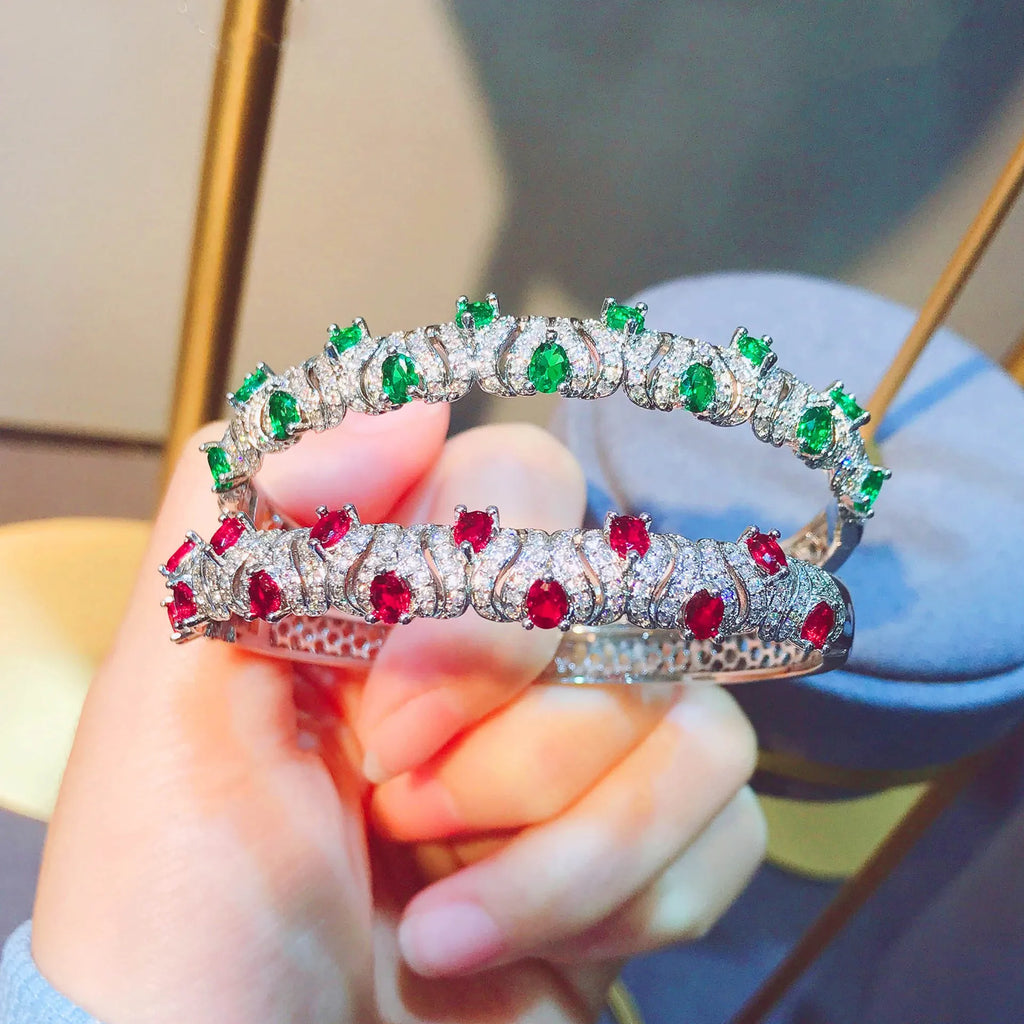 Silver Crystal CZ Bracelet Charms Cuff Bracelets Bridal Hand Jewelry