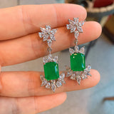 Paraiba Tourmaline Emerald Stones Earrings Silver Color
