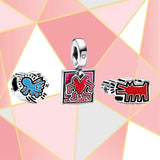 S925 Sterling Silver Running Heart Man Barking Dog Glowing Angel Pendant Set
