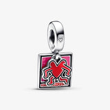 S925 Sterling Silver Running Heart Man Barking Dog Glowing Angel Pendant Set