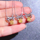 Yellow Zircon Crystal Necklace for Women Daily Party
