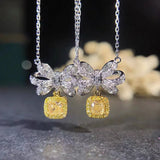 Yellow Zircon Crystal Necklace for Women Daily Party