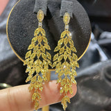 Yellow Zircon Crystal Dangle Earrings for Wedding