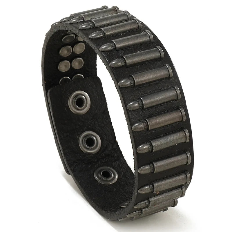 Bullet Cowhide Men's Leather Bracelet Christmas Gift