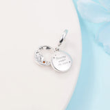 Night Sky Double Dangle Charm 925 Silver Bead for Bracelets DIY Jewelry