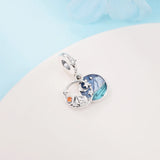 Night Sky Double Dangle Charm 925 Silver Bead for Bracelets DIY Jewelry
