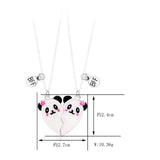 Cartoon Panda Heart Broken Pendant Necklace for Kids Girls