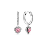 Butterfly Heart Earrings 925 Silver Pave Stud Gift Women Engagement