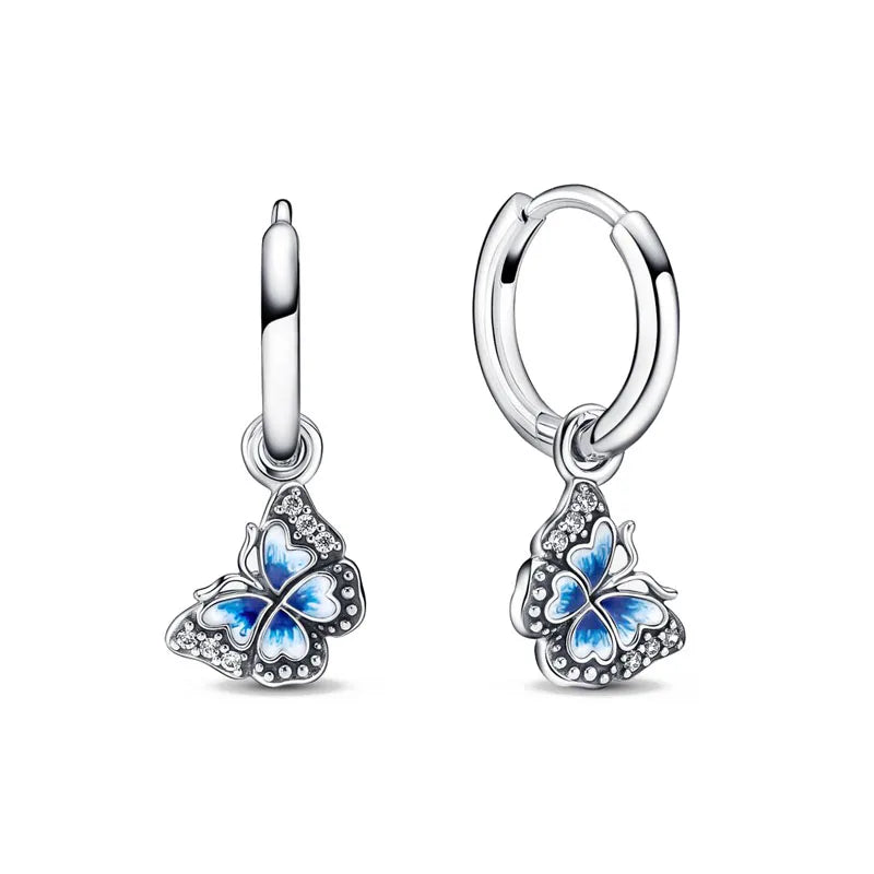 Double Hoop Butterfly Earrings for Women