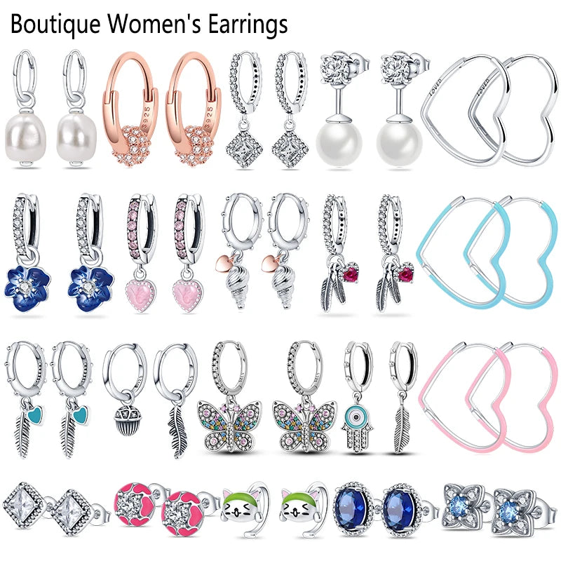 Women's 925 Silver Double Hoop Earrings