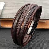 Punk Men's Stitch Leather Bracelet