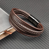 Punk Men's Stitch Leather Bracelet