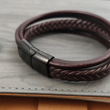 Punk Men's Stitch Leather Bracelet