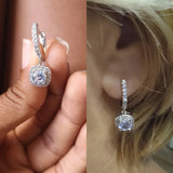 Rose Silver Charm Zircon Pendant Earrings