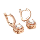 Rose Silver Charm Zircon Pendant Earrings