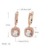 Rose Silver Charm Zircon Pendant Earrings
