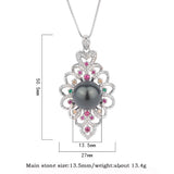 Elegant Big Pearl Pendant Necklace Lab Diamonds for Anniversary