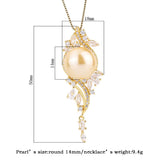 Pearl Pendant Necklace Lab Diamonds Anniversary Gift