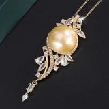 Pearl Pendant Necklace Lab Diamonds Anniversary Gift