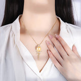 Pearl Pendant Necklace Lab Diamonds Anniversary Gift