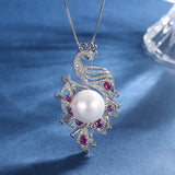 14mm Big Pearl Pendant Necklace Lab Diamonds Anniversary Gift