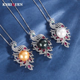 14mm Big Pearl Pendant Necklace Lab Diamonds Anniversary Gift