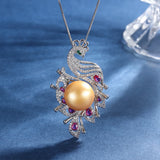 14mm Big Pearl Pendant Necklace Lab Diamonds Anniversary Gift
