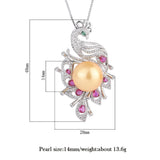 14mm Big Pearl Pendant Necklace Lab Diamonds Anniversary Gift