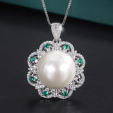 Pearl Pendant Chains Necklace Lab Diamonds Anniversary Gift