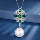16mm Big Pearl Pendant Necklace Lab Diamonds Ruby Gemstone