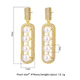 6mm Pearl Gold-Color Drop Earrings for Women Party Wedding Engagement