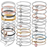 925 Sterling Silver Heart Charm Bracelet Sparkling Disc Clasp Snake Chain