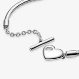 925 Sterling Silver Heart Bracelet with Disc Clasp