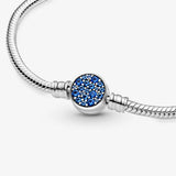 925 Sterling Silver Heart Bracelet with Disc Clasp