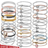 925 Sterling Silver Heart Bracelet with Disc Clasp