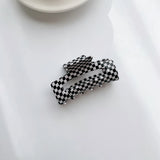 Korea Retro Checked Square Grip Clip Medium Size Acrylic Pan Hair Clip
