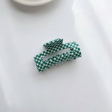 Korea Retro Checked Square Grip Clip Medium Size Acrylic Pan Hair Clip
