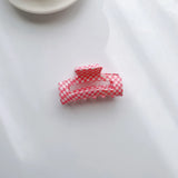 Korea Retro Checked Square Grip Clip Medium Size Acrylic Pan Hair Clip