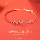 Chinese Style Lucky Red Rope Koi Zircon Bracelet