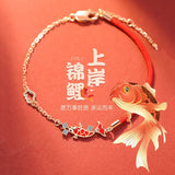 Chinese Style Lucky Red Rope Koi Zircon Bracelet