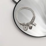 Chinese Zodiac Tiger Bell Stretch Bracelet Ladies S925 Sterling Silver Bracelet
