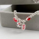 Chinese Zodiac Tiger Elastic Bracelet S925 Sterling Silver Ladies